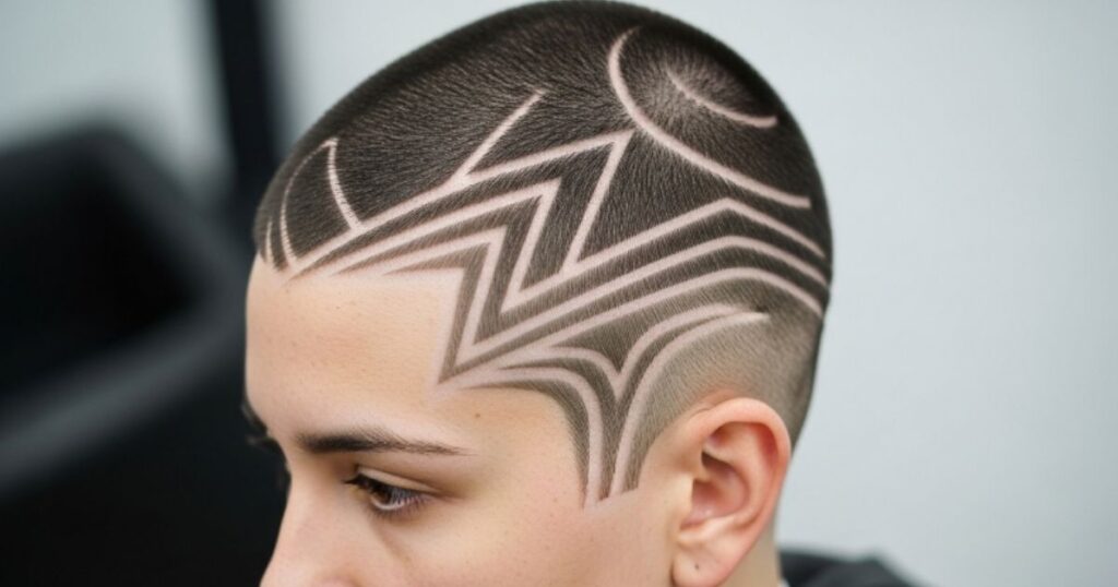 Buzz Cut with Artistic Lines