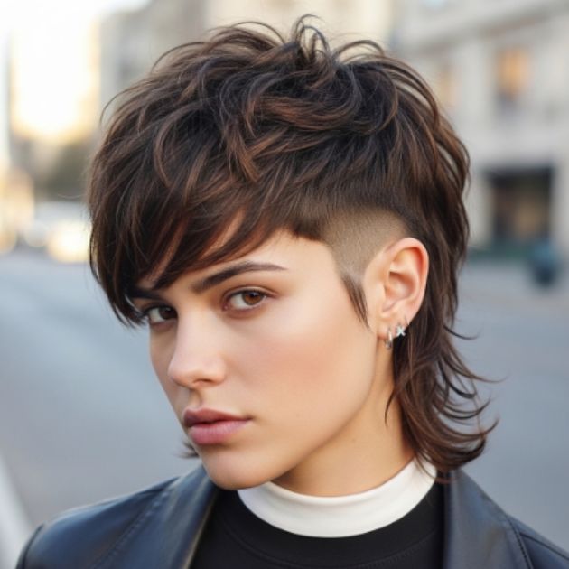 Edgy Shag with Temple Fade