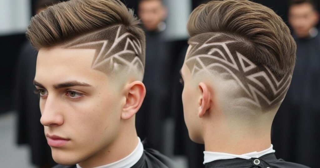Taper Fade with Shaved Designs