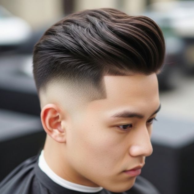 Asian Hair with Side Part Fade