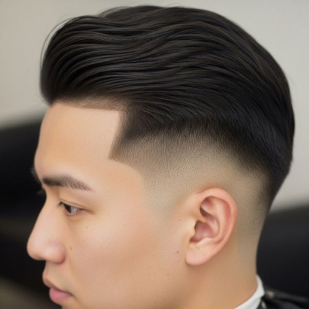 Asian Straight Hair with Low Taper Fade