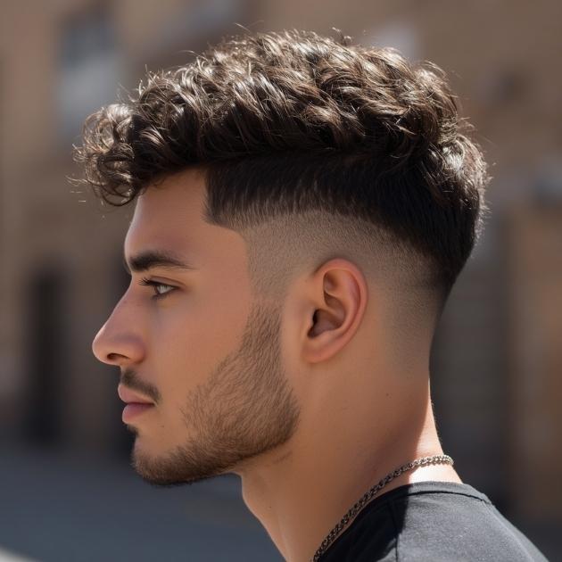 Burst Fade Buzz Cut with Short Curls