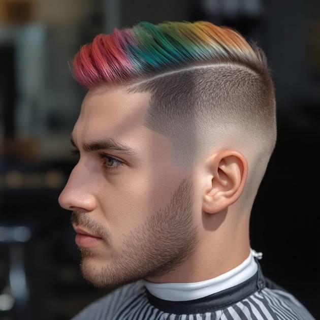 Burst Fade Buzz Cut with V Neckline
