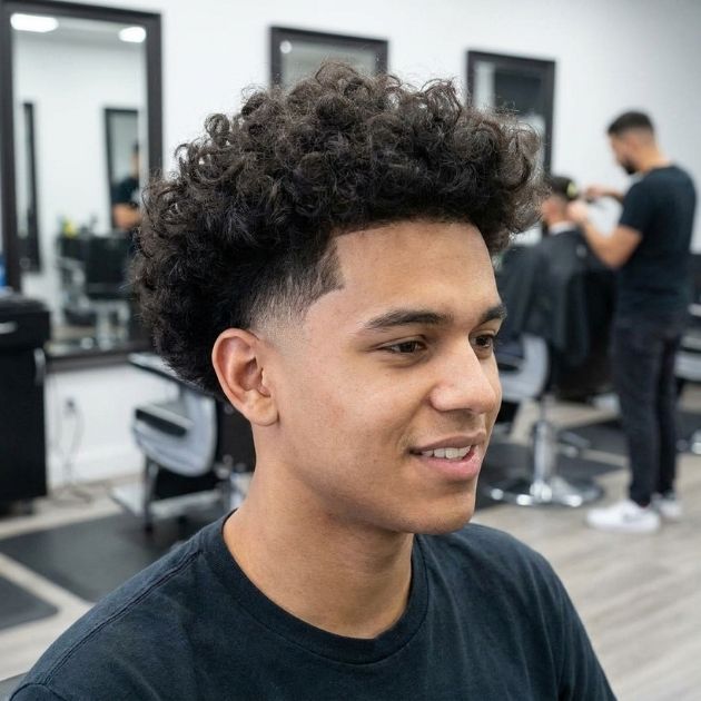 Curly Burst Fade for Thick Hair