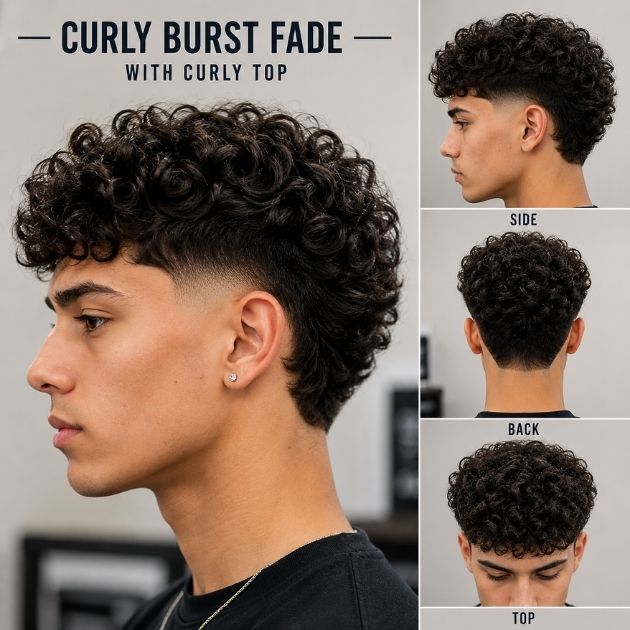 Curly Burst Fade with Curly Top