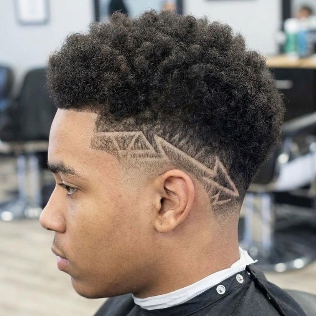 Curly Burst Fade with Design