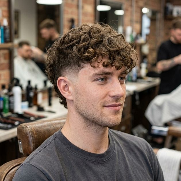 Curly Burst Fade with Fringe
