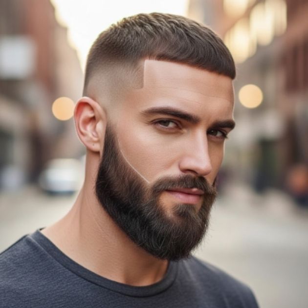 Faded Buzz Cut with Beard Blend