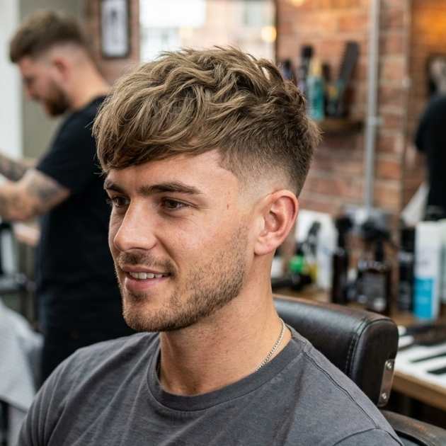 Long French Crop Burst Fade