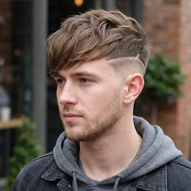 Long Fringe with Burst Fade and Shaved Design