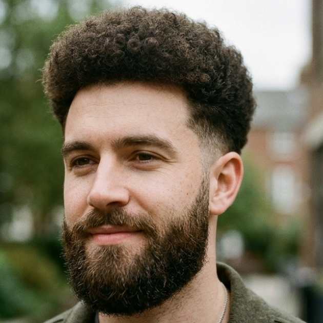 Low Taper Afro with Beard