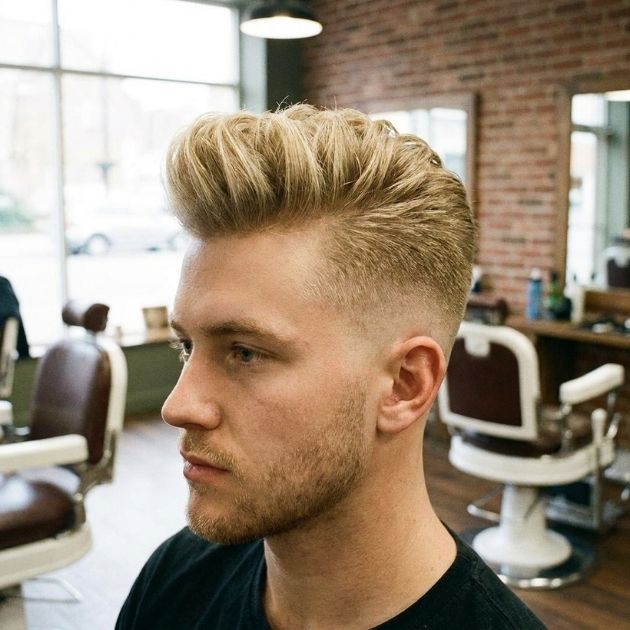 Low Taper Fade Blonde Hair mit Quiff