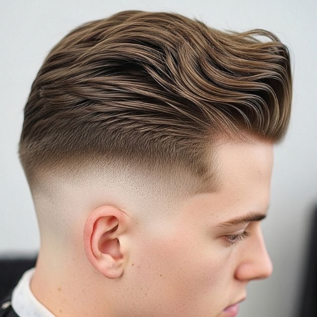Low Taper Fade Blowout Haircut Wavy