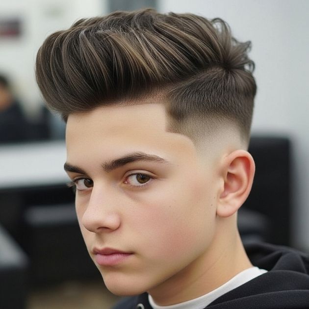 Low Taper Fade Blowout Haircut for Teens