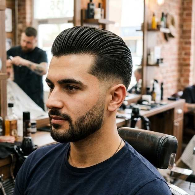Low Taper Fade Slick Back Undercut