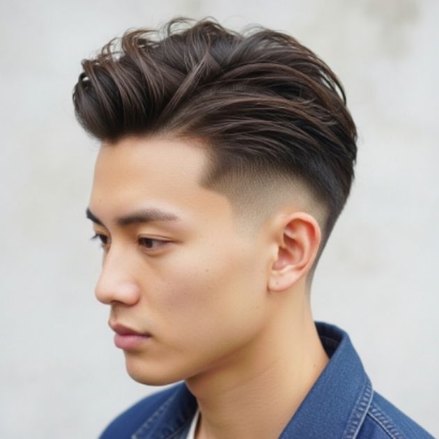 Low Taper Fade with Asian Messy Hair