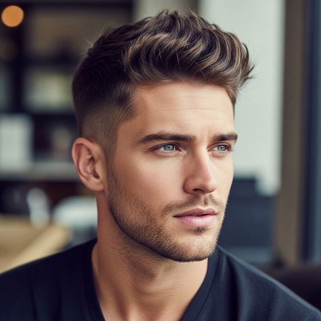 Modern Short Messy Crew Cut Men