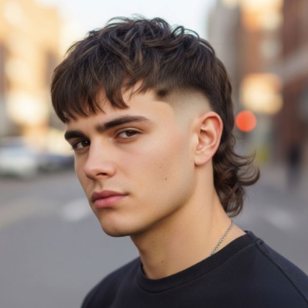 Taper Fade Mullet Fringe Style